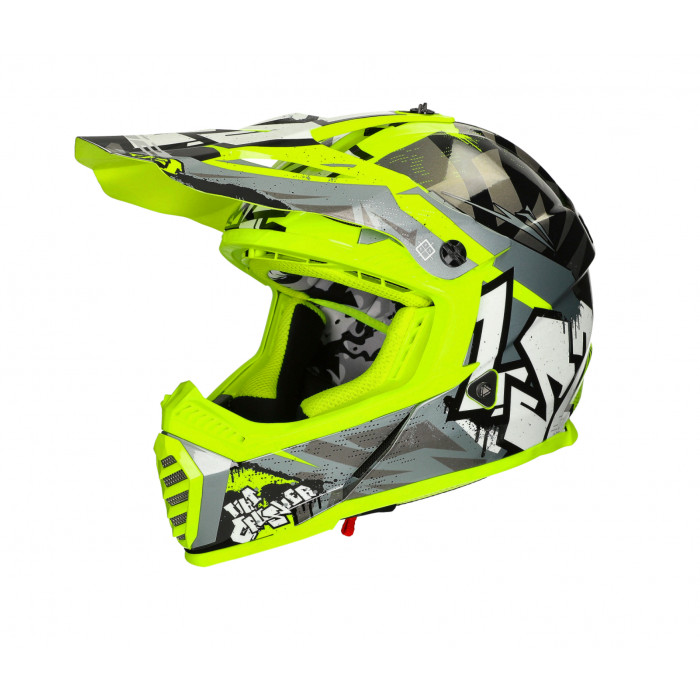 Мотошлем MX437 FAST CRUSHER LS2 черно-желтый, 2XS, глянцевый