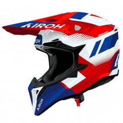 Мотошлем Airoh WRAAAP VISION, красный, синий, глянцевый, M