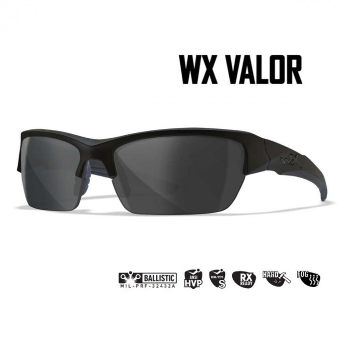 Очки защитные WILEY X Wiley WX Valor, (Оправа: Чёрный Матовый, Lens: Серый)