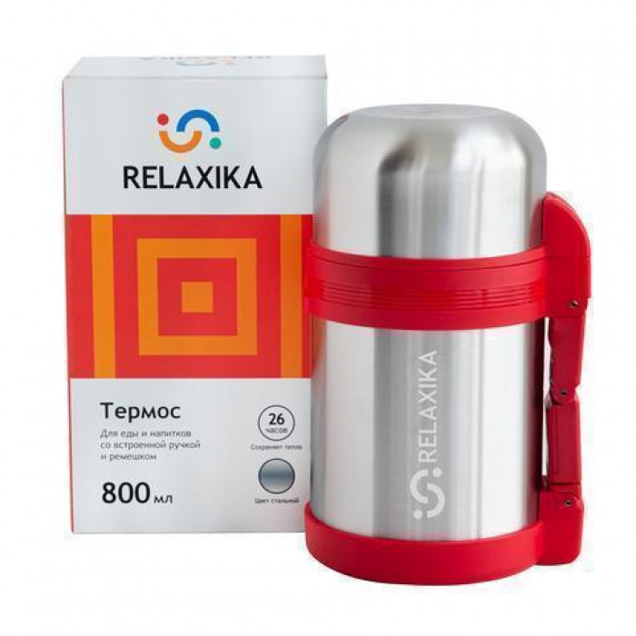 Термос универсальный Relaxika, стальной для еды и напитков 0,8 литра