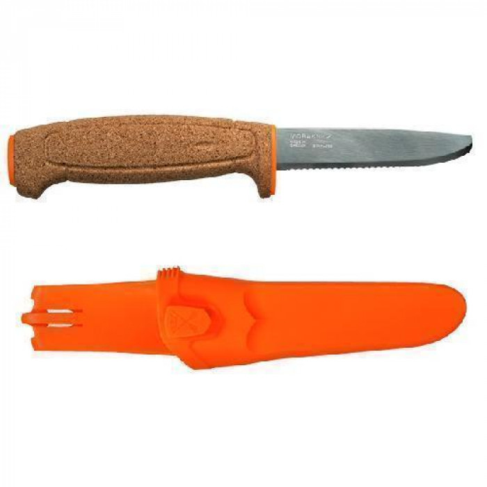Нож Morakniv Floating Serrated Knife, нержавеющая сталь, пробковая ручка, оранжевый.
