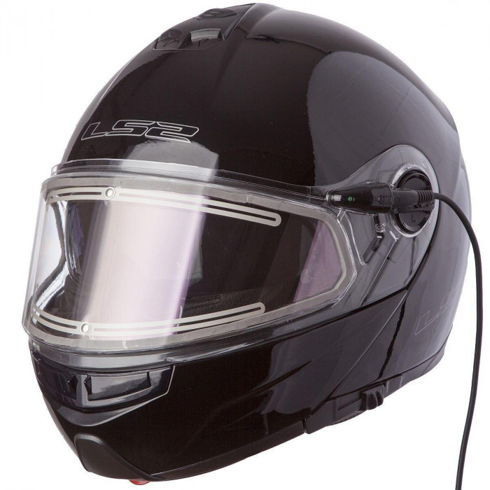 Мотошлем FF325 STROBE ELECTRIC SNOW Solid снегоходный LS2 черный, глянцевый, M